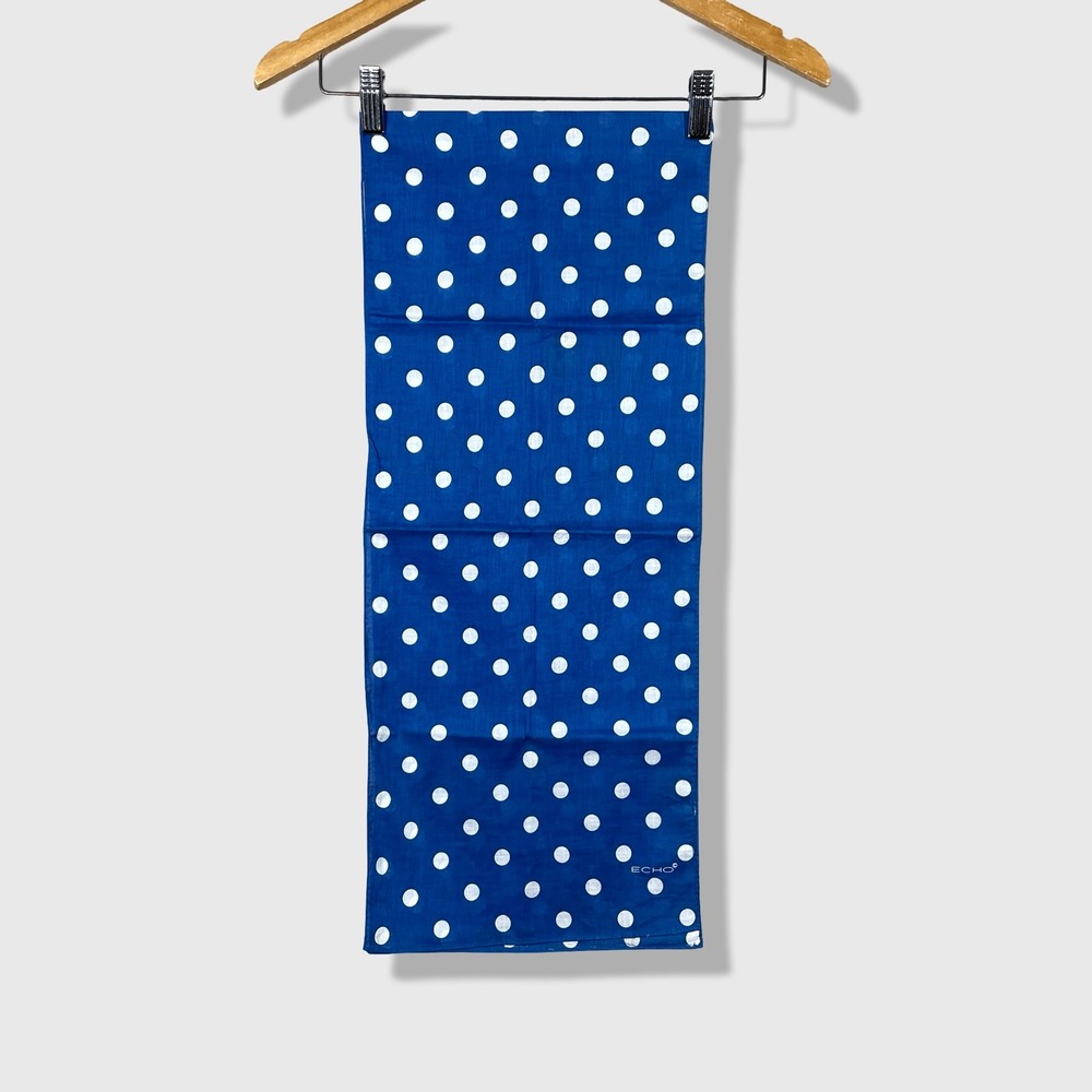 Vintage Echo Scarf Womens OS Blue Polka Dot Retro Classic Aesthetic